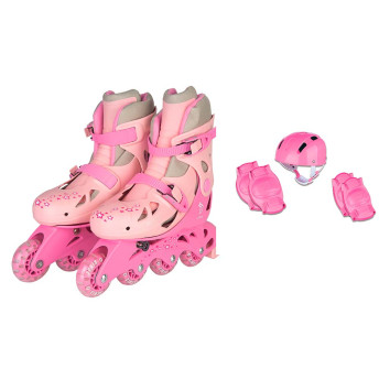 Patins Inline - Kit de Proteção - Ajustável - 30 a 33 - Rosa - Fenix