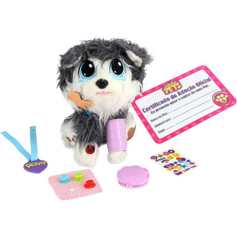 Pelúcia Adota Pets com Acessórios - Cachorro Husky Ozzy - Multikids