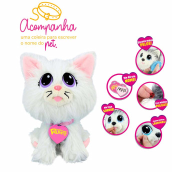 Pelúcia Infantil com Acessórios - Adota Pets - Gatinho - Snow - Multikids