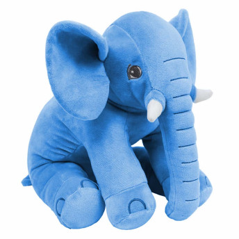 Pelúcia Infantil Almofada - 65 cm - Elefante Baby - G - Azul - W.U. Bichos de Pelúcia
