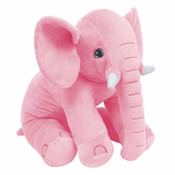 Pelúcia Infantil Almofada - 65 cm - Elefante Baby - G - Rosa - W.U. Bichos de Pelúcia