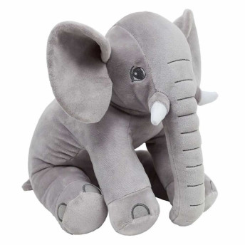 Pelúcia Infantil Almofada - 85 cm - Elefante Baby - G - Cinza - W.U. Bichos de Pelúcia