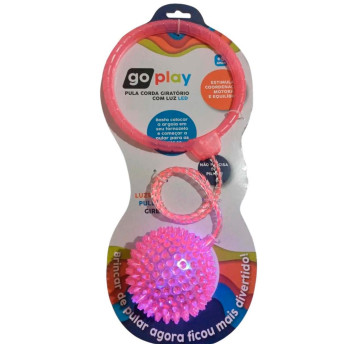 Pula Corda Giratório - Luz de Led - Go Play - Spin Ball - Rosa - Multikids