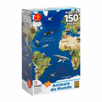 Quebra-Cabeça - 150 Peças - Animais do Mundo - Grow