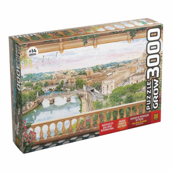 Quebra-Cabeça - Puzzle - 3000 peças - Varanda em Roma - Itália - Grow