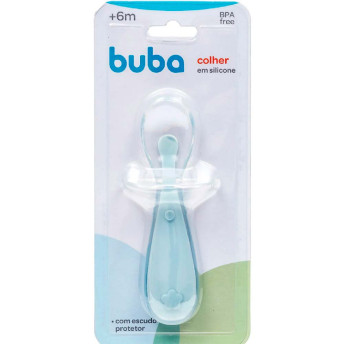 Talher Infantil - Colher de Silicone - 12cm - Azul - Buba