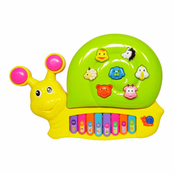 Tecladinho Musical Infantil - Divertido Caracol - Amarelo - DM Toys