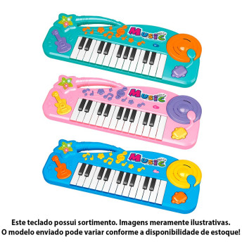 Teclado Musical Infantil - Teclado Divertido - 23 Teclas - Sortido - DM Toys