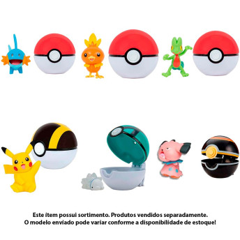 Mini Figura - Pokémon Clip n Go - Pokebola - Sortido - Sunny