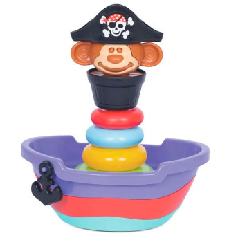 Torre de Empilhar - Baby Pirata - Macaquinho Pirata - Mercotoys