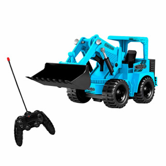 Trator de Controle Remoto - Pá Carregadeira - Azul - Unik Toys
