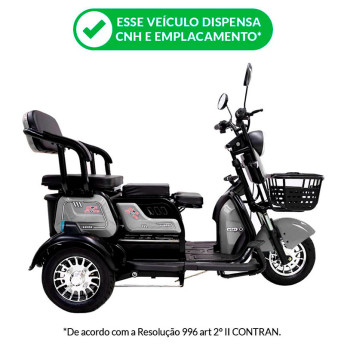 Triciclo Elétrico - Smart PAM - 800w 48v - Cinza - Plug and Move