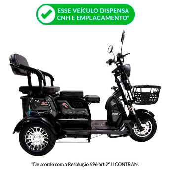 Triciclo Elétrico - Smart PAM - 800w 48v - Preto - Plug and Move - 1 (2)