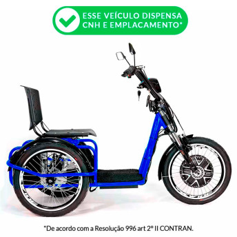 Triciclo Elétrico - Village PAM - 800w Lithium - Azul - Plug and Move