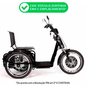 Triciclo Elétrico - Village PAM - 800w Lithium - Preto - Plug and Move