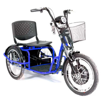 Triciclo Elétrico - Village PAM - Cesta - 800w Lithium - Azul - Plug and Move