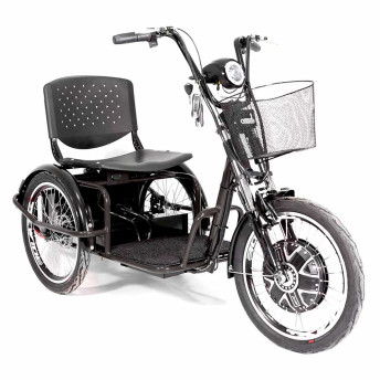 Triciclo Elétrico - Village PAM - Cesta - 800w Lithium - Preto - Plug and Move