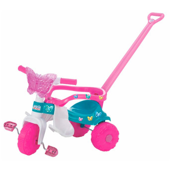 Triciclo Infantil - Passeio e Pedal - Butterfly - Rosa - Magic Toys