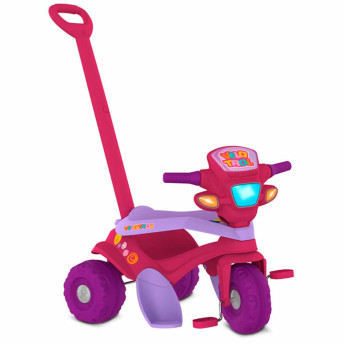 Triciclo Infantil - Passeio e Pedal - Rosa - Bandeirante