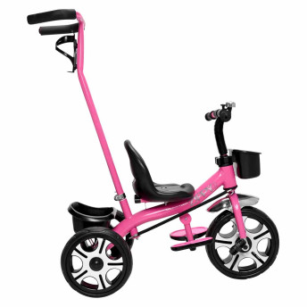 Triciclo Infantil com Apoiador - Passeio e Pedal - Rosa - Zippy Toys