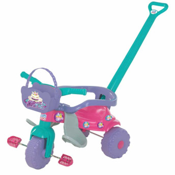 Triciclo Infantil com Empurrador - Tico-Tico Pic-Nic - Rosa - Magic Toys