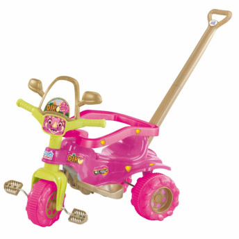 Triciclo Infantil com Empurrador - Tico-Tico Dino - Pink - Magic Toys