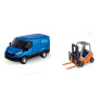 Conjunto de Veículos - Iveco Daily - Furgão e Empilhadeira Agille - Azul - Usual Brinquedos