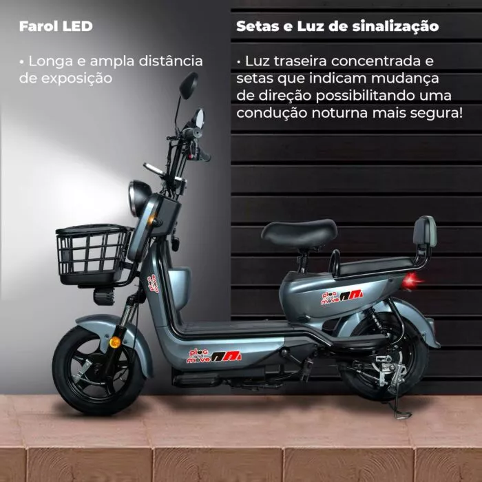 Bicicleta Elétrica - Classic PAM - 800w - Cinza - Plug and Move