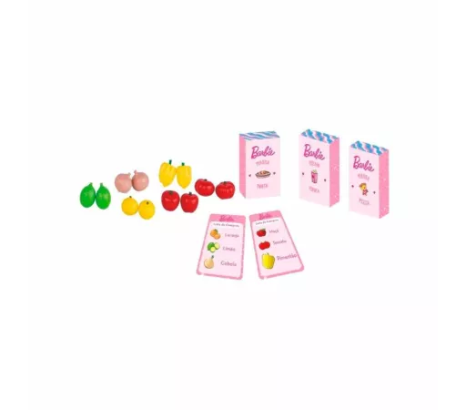 Kit Comidinha Infantil - Barbie Chef - Cesta de Mercado - Cotiplás