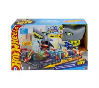 Conjunto e Pista - Hot Wheels City - Lava Rápido Mega Tubarão - Mattel