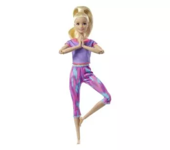 Boneca Articulada - Barbie Made To Move - Aula de Yoga - Loira - Mattel