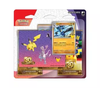 Jogo de Cartas - Blister com Adesivo - Pokémon 30 Anos - Lucario - Copag