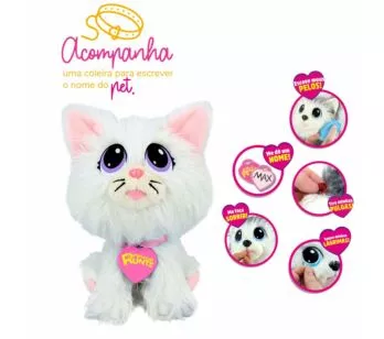 Pelúcia Infantil com Acessórios - Adota Pets - Gatinho - Snow - Multikids