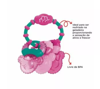 Mordedor Resfriável com Gel - Cool Rings - Rosa - Multikids Baby