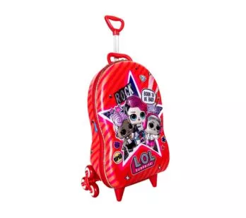 Mochila 3D de Rodinhas Infantil - LOL Surprise - Rock Born to be Bad - Maxtoy