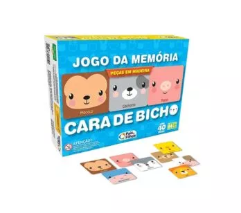 Jogo da Memória Cara de Bicho - 40 Peças - Pais e Filhos