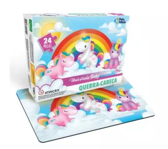 Quebra-Cabeça Infantil - 24 Peças - Rainbow - Unicórnio Baby - Pais e Filhos