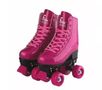 Patins Rosa Roller Skate Glitter Ajustável 31 a 34 - Fenix 