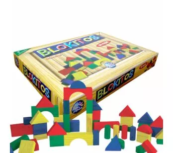 Blocos de Montar - Madeira - Blokitos - 60 peças - Pais e Filhos