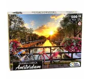 Quebra-Cabeça - 500 Peças - Amsterdam - Holanda - Pais e Filhos