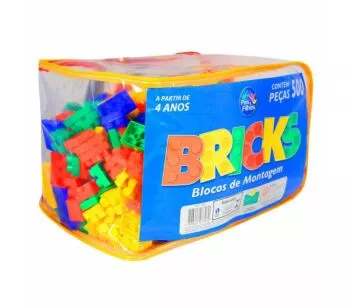 Bolsa Blocos de Montar - Mega Bricks - 500 Peças - Pais e Filhos