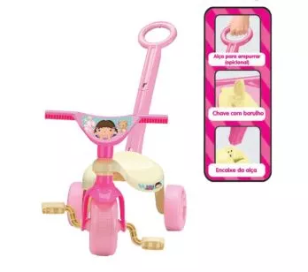 Triciclo Infantil com Haste Removível - Tchuco Doll - Samba Toys