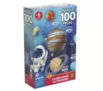 Quebra-Cabeça Infantil - 100 Peças - Conhecendo os Planetas - Grow