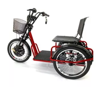 Triciclo Elétrico Fox 800w Freio-Disco e Ré Vermelho - Duos Bike