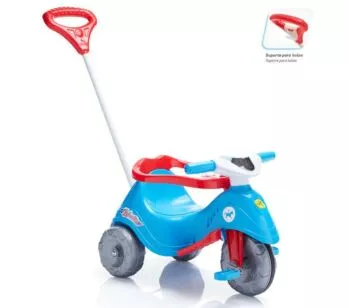 Triciclo Infantil com Empurrador Lelecita Azul - Calesita