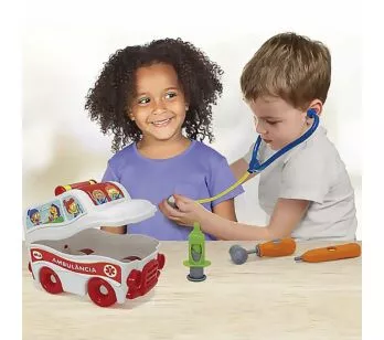 Carrinho SOS Resgate Ambulância com Kit Médico - Elka
