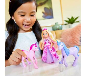 Boneca Chelsea Princesa com Unicórnios - Barbie Dreamtopia - Mattel
