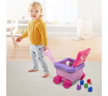 Carrinho com Peças de Encaixe - Baby Land Bauzinho - Rosa - Cardoso