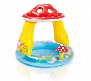 Piscina Infantil Inflável com Cobertura Solar - Cogumelo - 45 Litros - INTEX