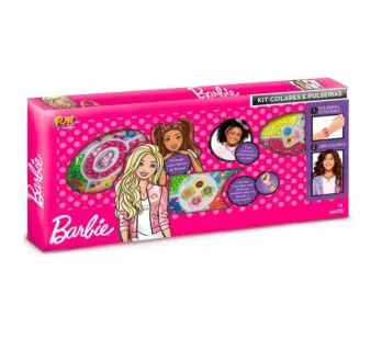 Kit Bijuterias e Miçangas Infantil - Colares e Pulseiras - Barbie - Fun